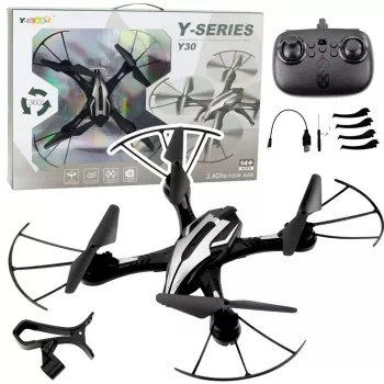 LEAN TOYS Y30 Ar tālvadību vadāms drons ar LED gaismām, 6 asu žiroskops, 360° rotācija, 2.4GHz 4 kanālu kvadrokopteris