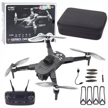 LEAN TOYS Drone Y329 HD Camera WiFi FPV Quadcopter ar LED gaismām, lietotnes vadība, melns ogleklis