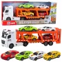 LEAN TOYS Lora Truck Autoiekrāvējs ar 4 automašīnām, atveramām durvīm, gaismām un skaņām