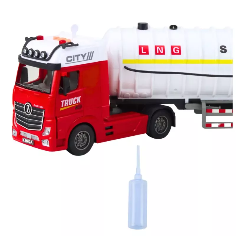 LEAN TOYS Tanker Truck Pumping Water Lights Sounds White and Red