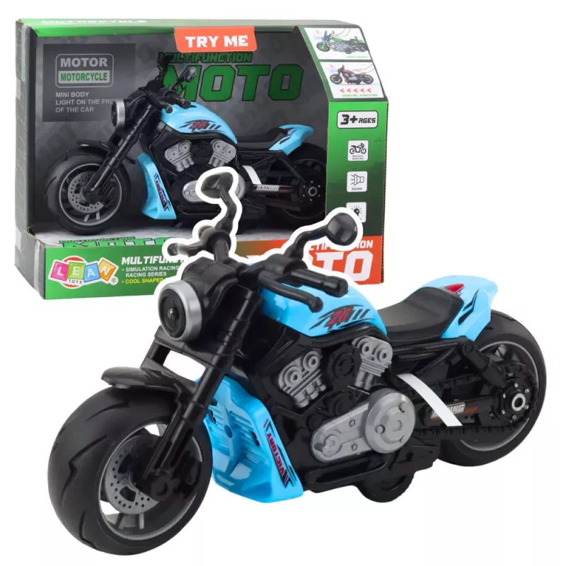 LEAN TOYS Ar bateriju darbināma rotaļu motocikls ar gaismām un skaņām zils