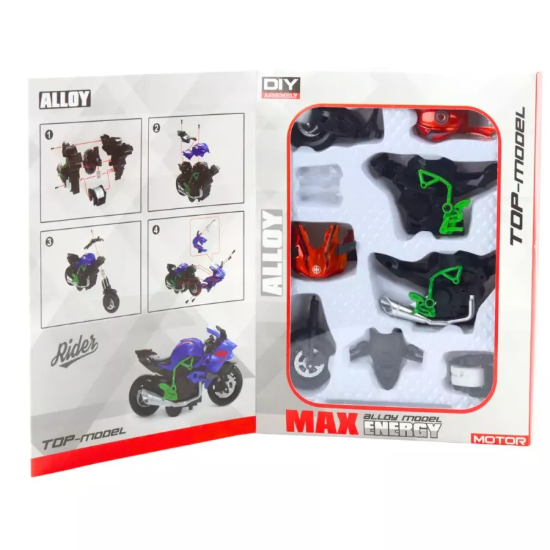 LEAN TOYS Motorcycle to Assemble Screw Metal 1:14 DIY Orange-Green