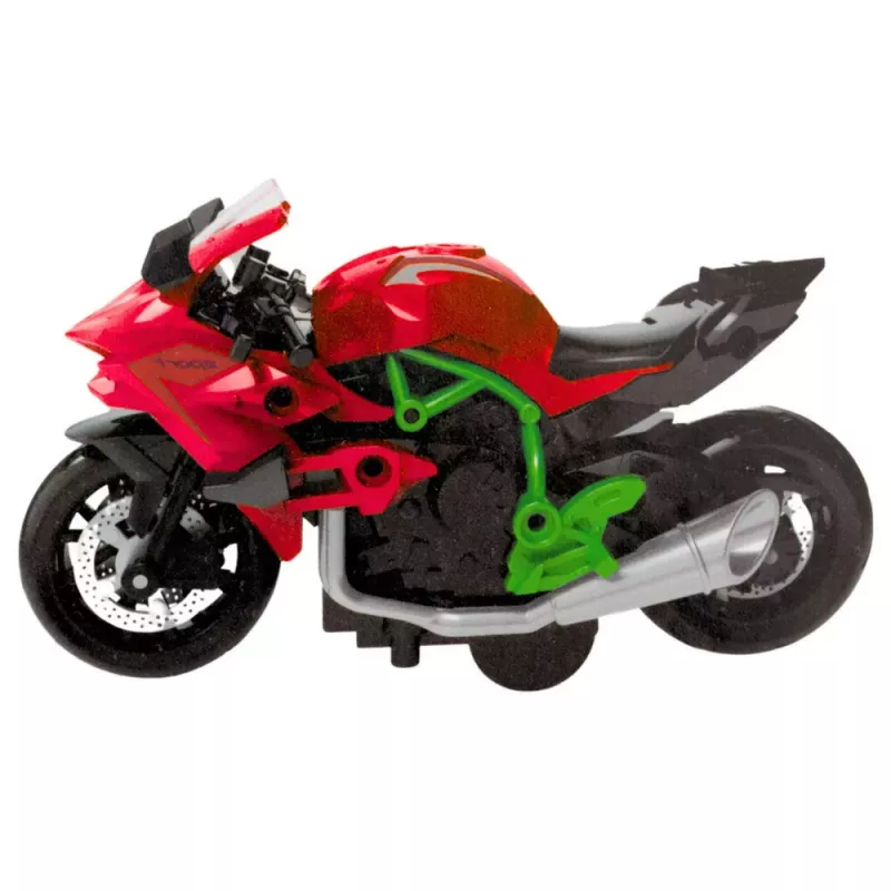 LEAN TOYS Motocikls, ko salikt ar skrūvēm, metāla 1:14 DIY zaļš-sarkans