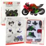LEAN TOYS Motocikls, ko salikt ar skrūvēm, metāla 1:14 DIY zaļš-sarkans
