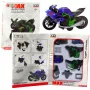LEAN TOYS Motocikls, ko salikt ar skrūvēm, metāla 1:14 DIY zaļš-zils