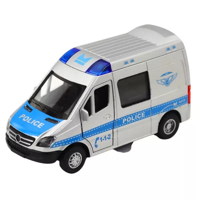 LEAN TOYS Metāla policijas automašīna ar atsitiena motoru, gaismām un skaņām 1:32