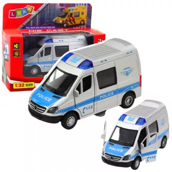 LEAN TOYS Metāla policijas automašīna ar atsitiena motoru, gaismām un skaņām 1:32