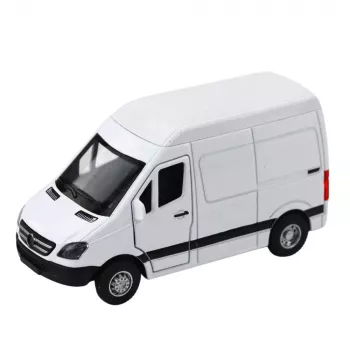 LEAN TOYS Metāla piegādes kravas automašīna ar atsitiena motoru, gaismām, skaņām, balta 1:32