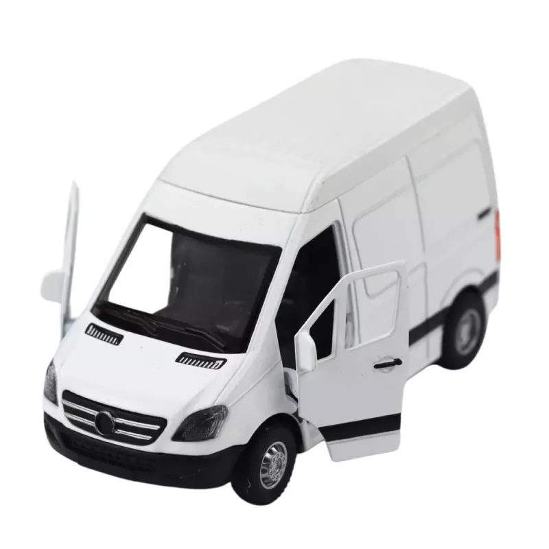 LEAN TOYS Metāla piegādes kravas automašīna ar atsitiena motoru, gaismām, skaņām, balta 1:32