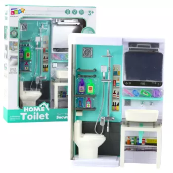 LEAN TOYS Rotaļlietu vannasistaba ar dušu, izlietni, tualeti, gaismām un skaņām