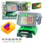 LEAN TOYS Kases aparāts bērniem ar piederumiem, grozu, augļiem, gaismām, skaņām, zaļš