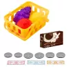 LEAN TOYS Kases aparāts bērniem ar piederumiem, grozu, augļiem, gaismām un skaņām, sarkans
