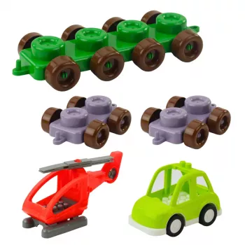 LEAN TOYS Izglītojoši konstrukcijas bloki maisā Dinozauri Cipari Burti 91 gab.
