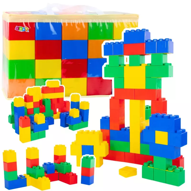 LEAN TOYS Lielo konstrukcijas bloku komplekts maisā, krāsains, 28.5x9x9 cm, 20 gab.
