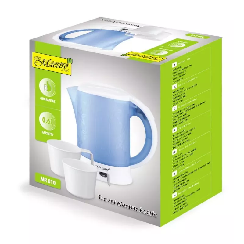MEO MR-010 Maestro Travel Kettle ar 2 Krūzēm 0.5 L 700 W Balts