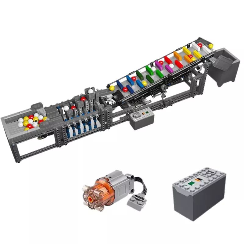 LEAN TOYS Būvbloķu komplekts Bumbiņu trase ar elektromotoru 1281 gab.