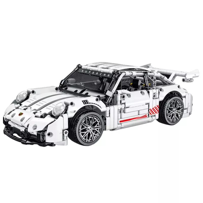 LEAN TOYS Būvbloķēšanas komplekts GT sacīkšu auto balts 1:14 1268 gab.