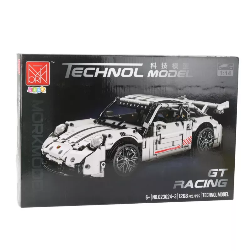 LEAN TOYS Būvbloķēšanas komplekts GT sacīkšu auto balts 1:14 1268 gab.
