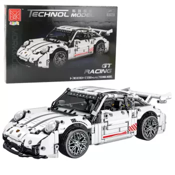 LEAN TOYS Būvbloķēšanas komplekts GT sacīkšu auto balts 1:14 1268 gab.