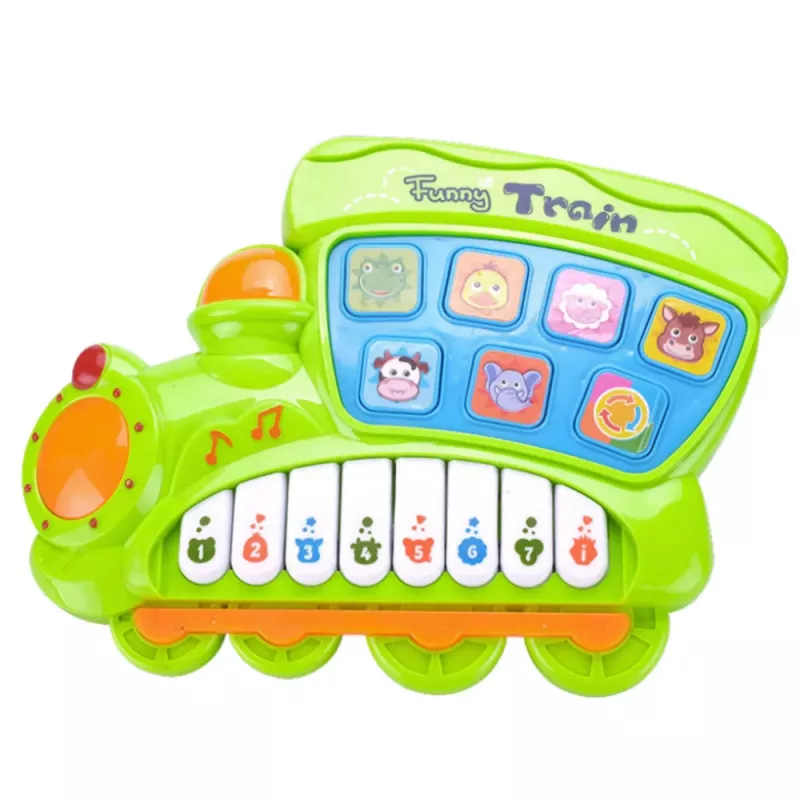 LEAN TOYS Izglītojošas elektriskās klavieres mazuļiem Lokomotīve Zaļa