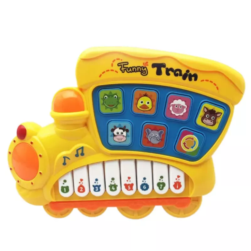 LEAN TOYS Electric Educational Piano For Toddlers Locomotive Yellow