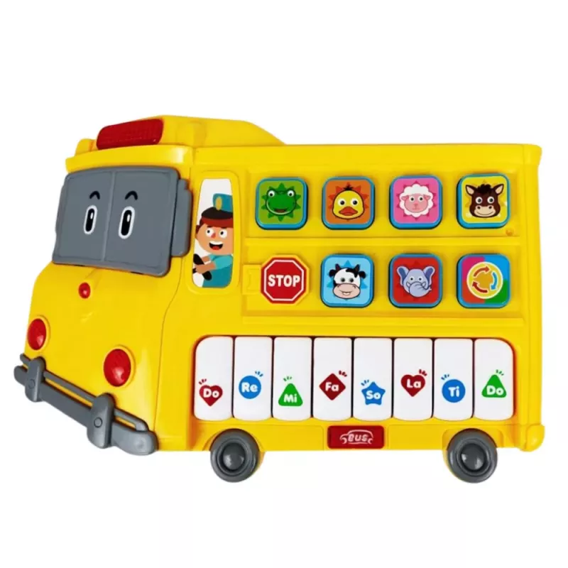 LEAN TOYS Elektroniskās klavieres izglītojošas mazuļiem Dzeltenais autobuss