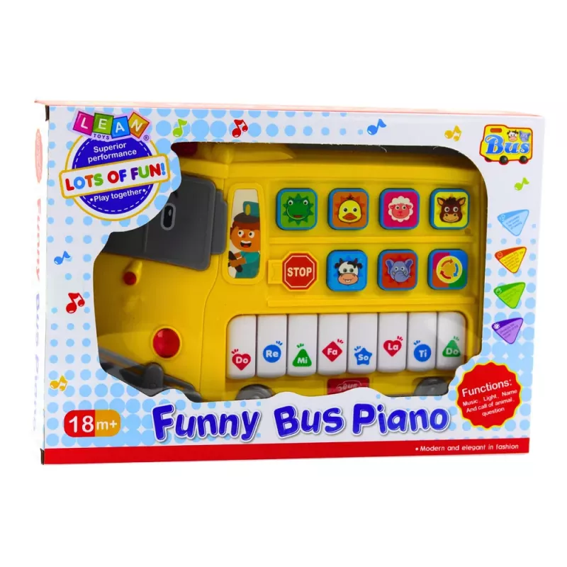 LEAN TOYS Elektroniskās klavieres izglītojošas mazuļiem Dzeltenais autobuss