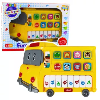 LEAN TOYS Elektroniskās klavieres izglītojošas mazuļiem Dzeltenais autobuss