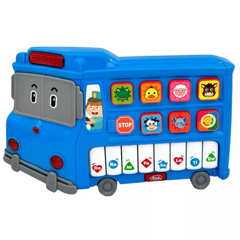 LEAN TOYS Elektroniskās klavieres izglītojošas mazuļiem zils autobuss