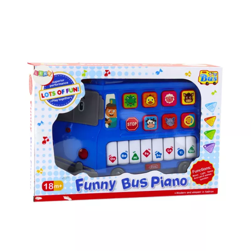 LEAN TOYS Elektroniskās klavieres izglītojošas mazuļiem zils autobuss