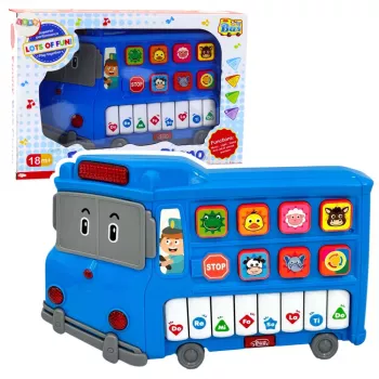 LEAN TOYS Elektroniskās klavieres izglītojošas mazuļiem zils autobuss
