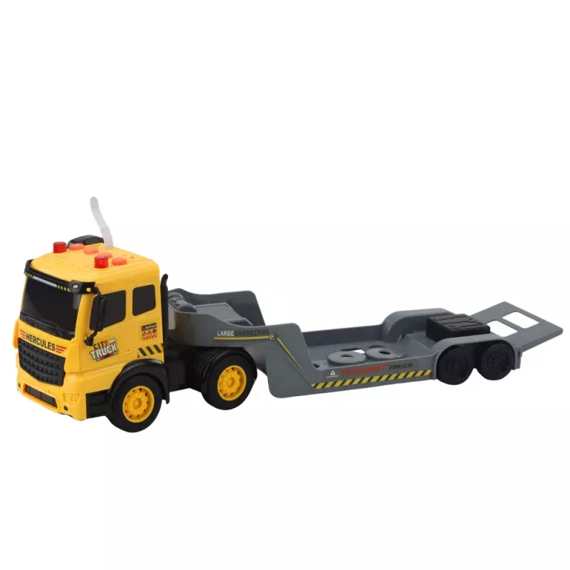LEAN TOYS Eglīšu auto ar kāpurķēžu ekskavatoru, rotējošs 360°, dzeltens, 1:16