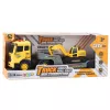 LEAN TOYS Eglīšu auto ar kāpurķēžu ekskavatoru, rotējošs 360°, dzeltens, 1:16