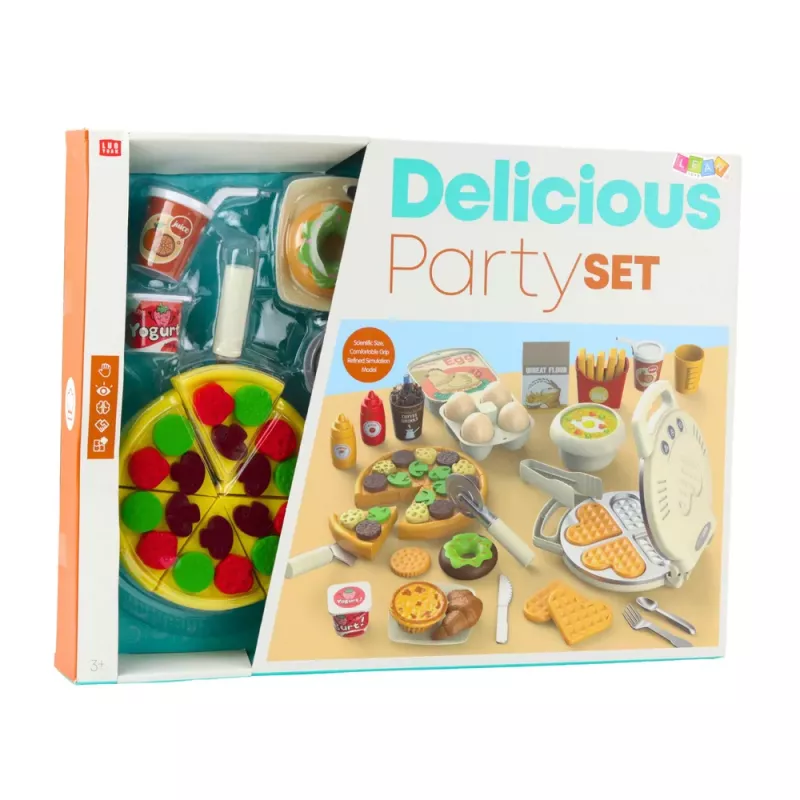 LEAN TOYS Pizza Waffle Set ar Papildpiederumiem Virtuves Aksesuāri Bērniem