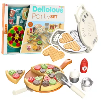 LEAN TOYS Pizza Waffle Set ar Papildpiederumiem Virtuves Aksesuāri Bērniem