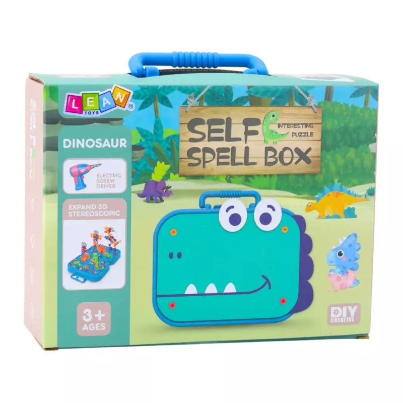 LEAN TOYS DIY Skrūvgriežu komplekts Koferis Puzle Dinozauri Bloki Skrūvgriezis 228 gab.