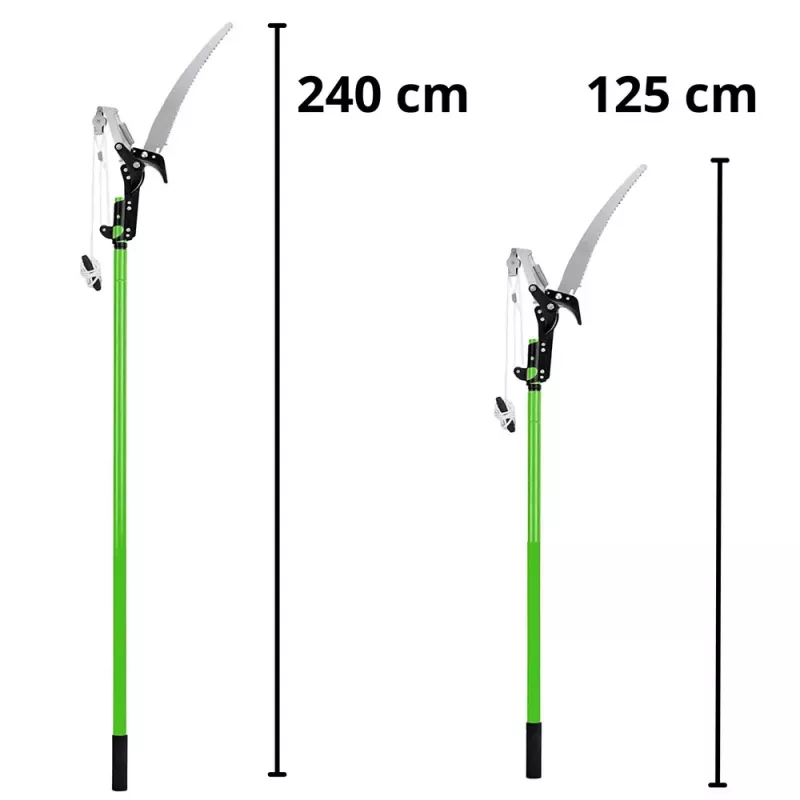 LEAN Teleskopiskās zaru šķēres un zāģis 2-in-1 uz kāta 125-240 cm