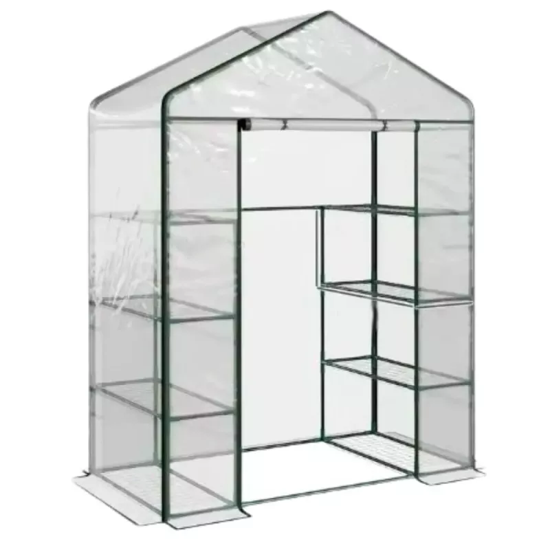 LEAN Mini balkona dārza siltumnīca ar 4 metāla plauktiem, PVC plēvi, 195 x 143 x 73 cm