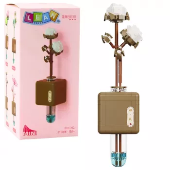 LEAN TOYS Konstrukcijas bloki Kokvilnas ziedu zars mēģenē 392 gab.