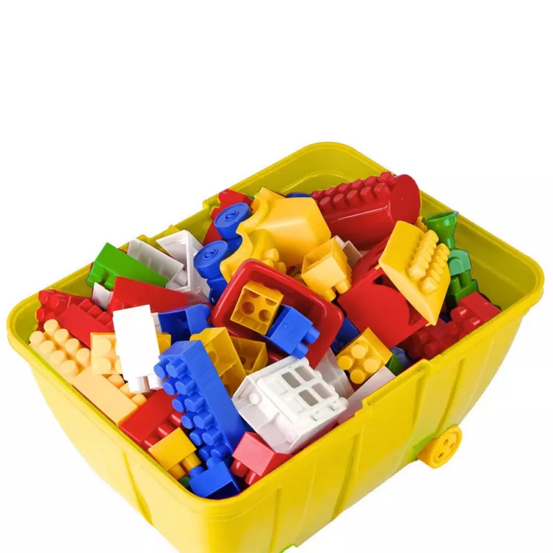 HEMAR Little Chest of Coloured Blocks K2 - 100 Piece Wooden Building Blocks Set with Storage Chest