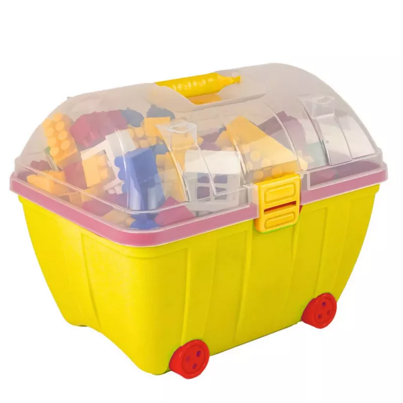 HEMAR Little Chest of Coloured Blocks K2 - 100 Piece Wooden Building Blocks Set with Storage Chest
