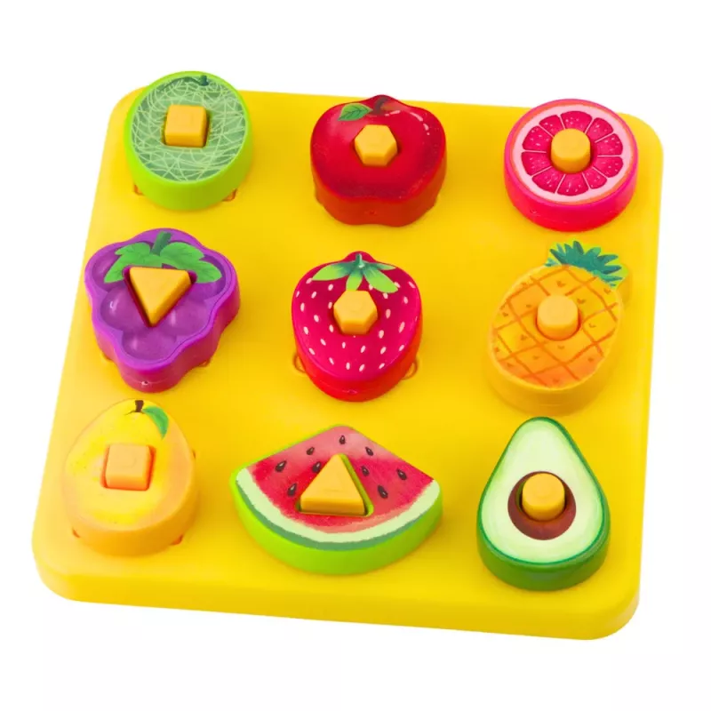 LEAN TOYS Izglītojoša Puzle Bērniem Ģeometriski Augļi Savienošana