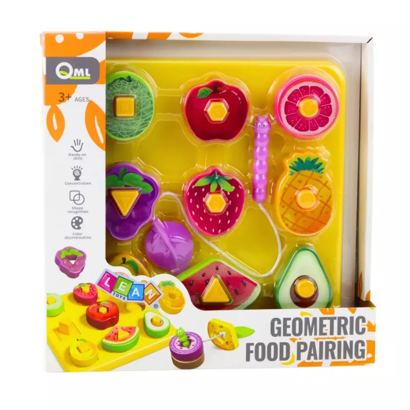 LEAN TOYS Izglītojoša Puzle Bērniem Ģeometriski Augļi Savienošana