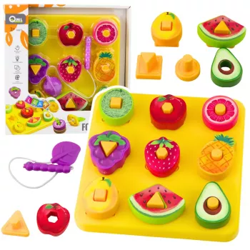 LEAN TOYS Izglītojoša Puzle Bērniem Ģeometriski Augļi Savienošana