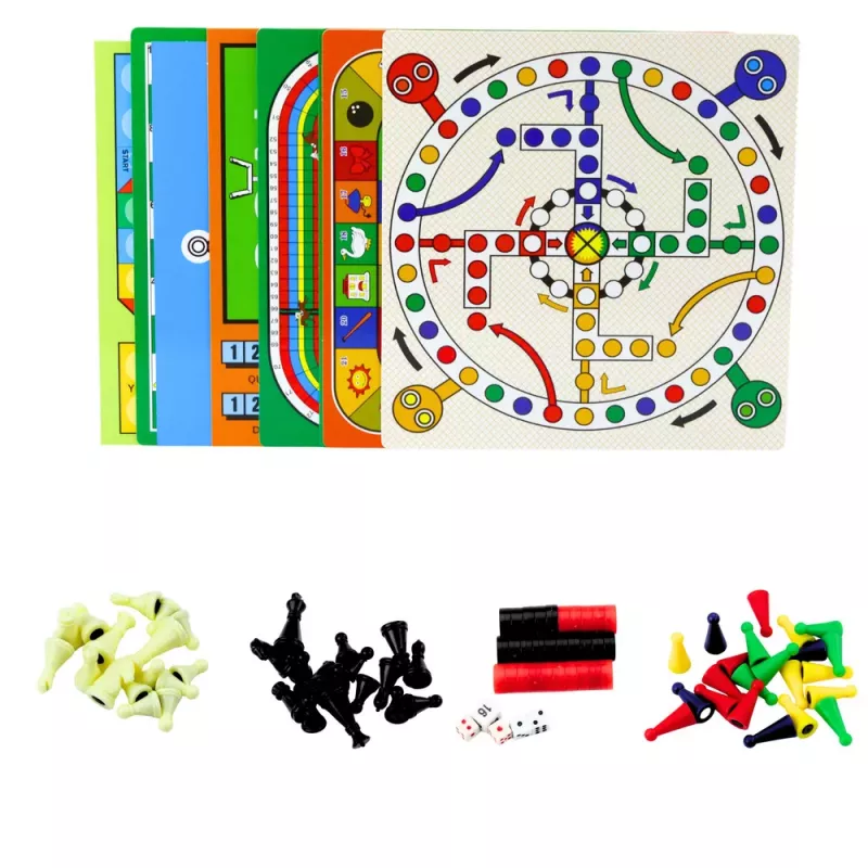 LEAN TOYS Ģimenes spēļu komplekts 18 in 1 Šahs Magnētiskais šaha galdiņš