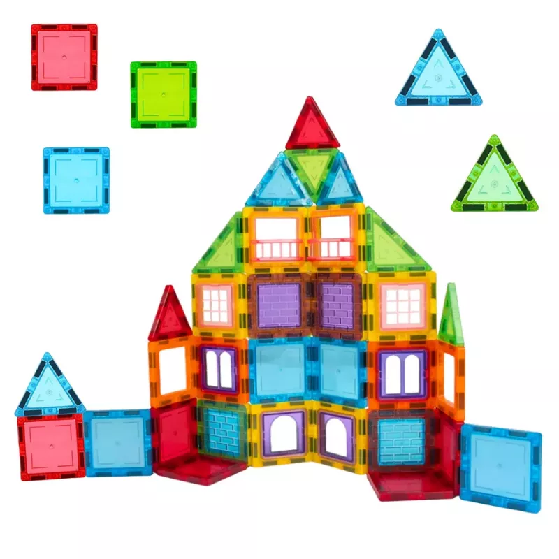 LEAN TOYS 3D magnētiskie bloki konstrukcijas puzle krāsaini 45 gab.