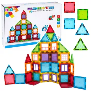LEAN TOYS 3D magnētiskie bloki konstrukcijas puzle krāsaini 45 gab.