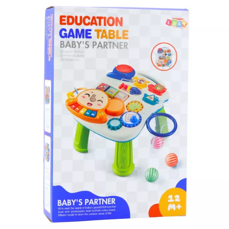 LEAN TOYS Interaktīvs izglītojošs galds mazuļiem ar gaismām un skaņām Pasteļtoņos 6-in-1