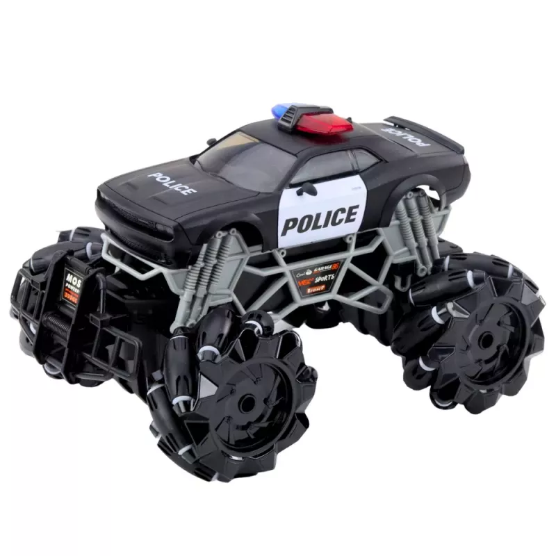 LEAN TOYS RC Policijas bezceļu auto ar gaismām un dūmu efektu 1:16