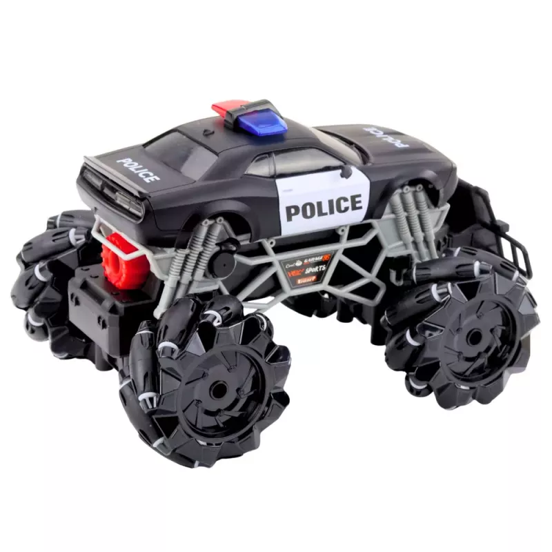 LEAN TOYS RC Policijas bezceļu auto ar gaismām un dūmu efektu 1:16